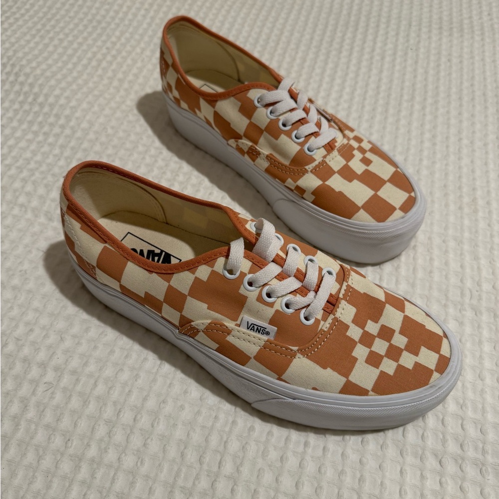 Vans Orange Checkered Sneakers